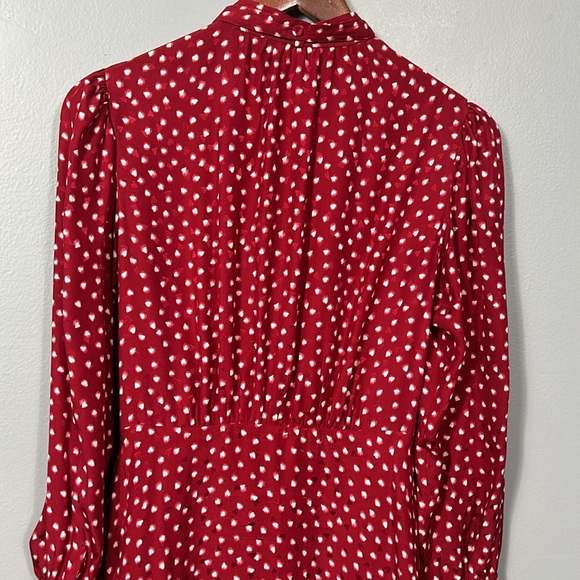 Rebecca Taylor Silk Blurry Heart Red Button Up Dress size 0 - Picture 6 of 17